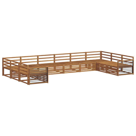 Sofa Sets 9 pcs Natural Solid Acacia Wood