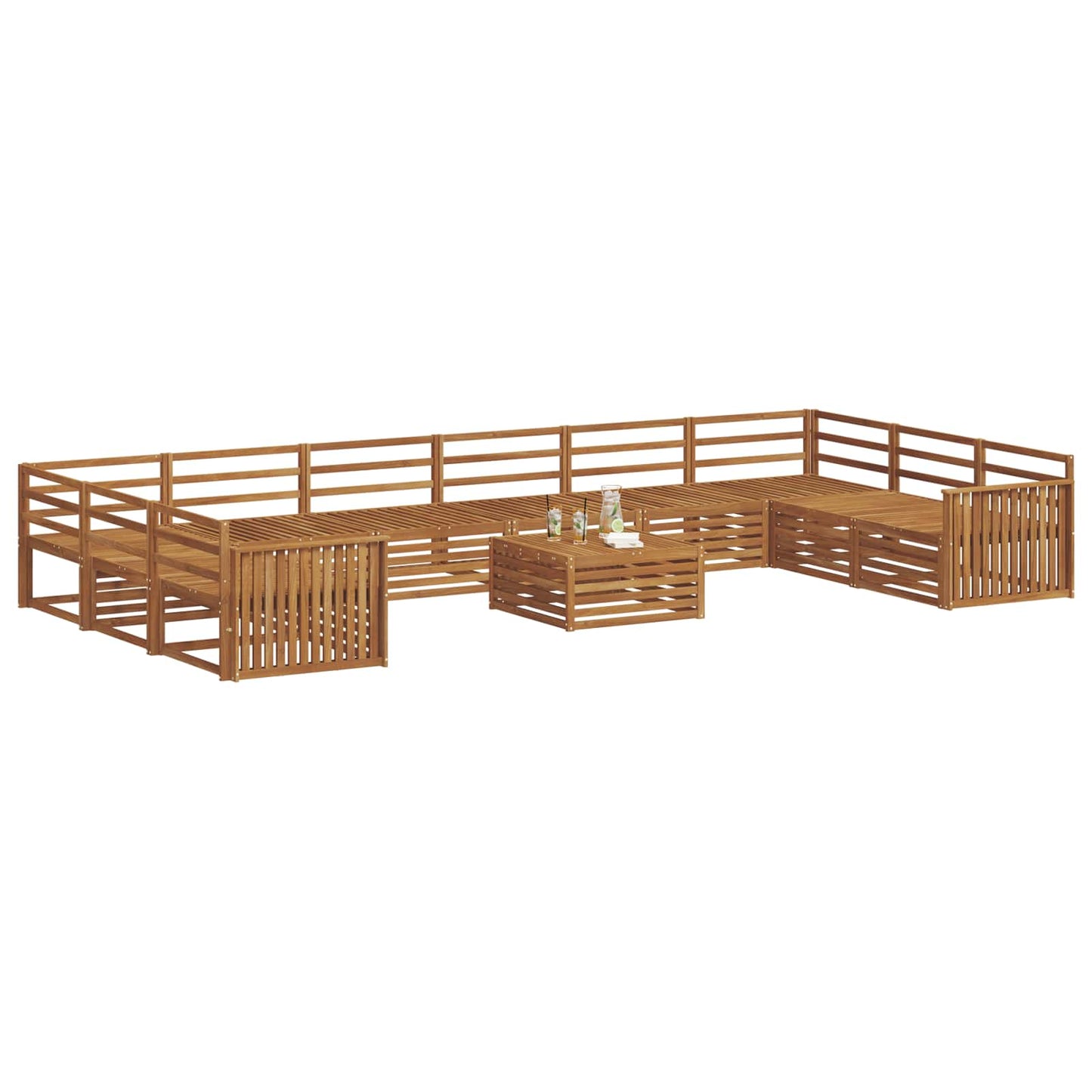 Sofa Sets 11 pcs Natural Solid Acacia Wood