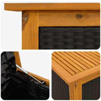 Garden Storage Box 185 L Solid Acacia Wood Black