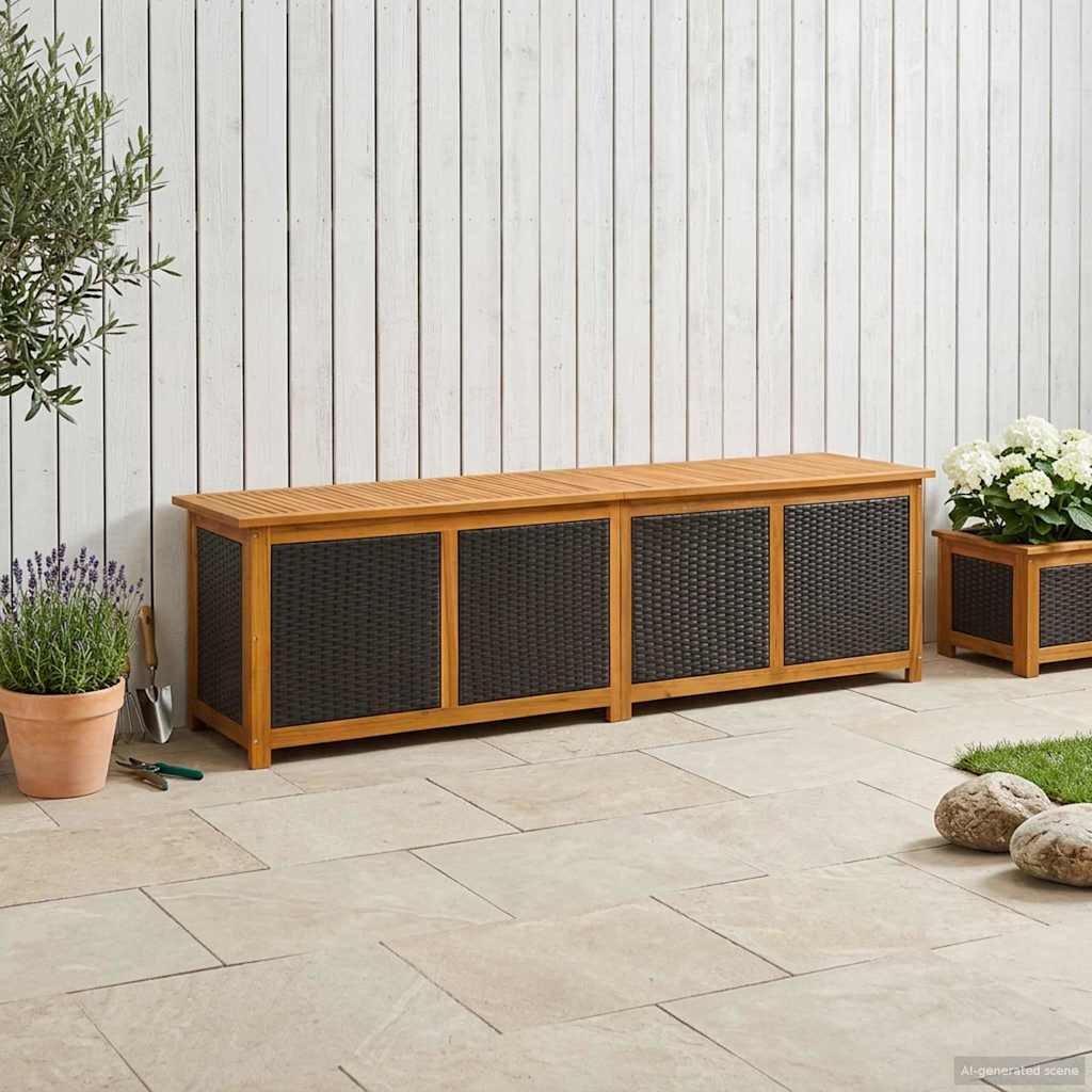 Garden Storage Box 185 L Solid Acacia Wood Black