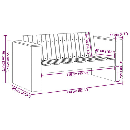Garden Sofa Natural 134 x 60 x 62 cm Solid Pine Wood