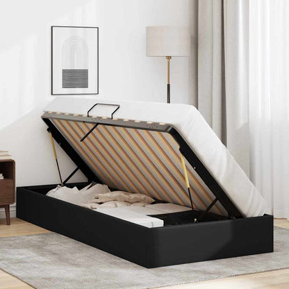Storage Bed with Storage Black 100 x 190 cm Faux leather