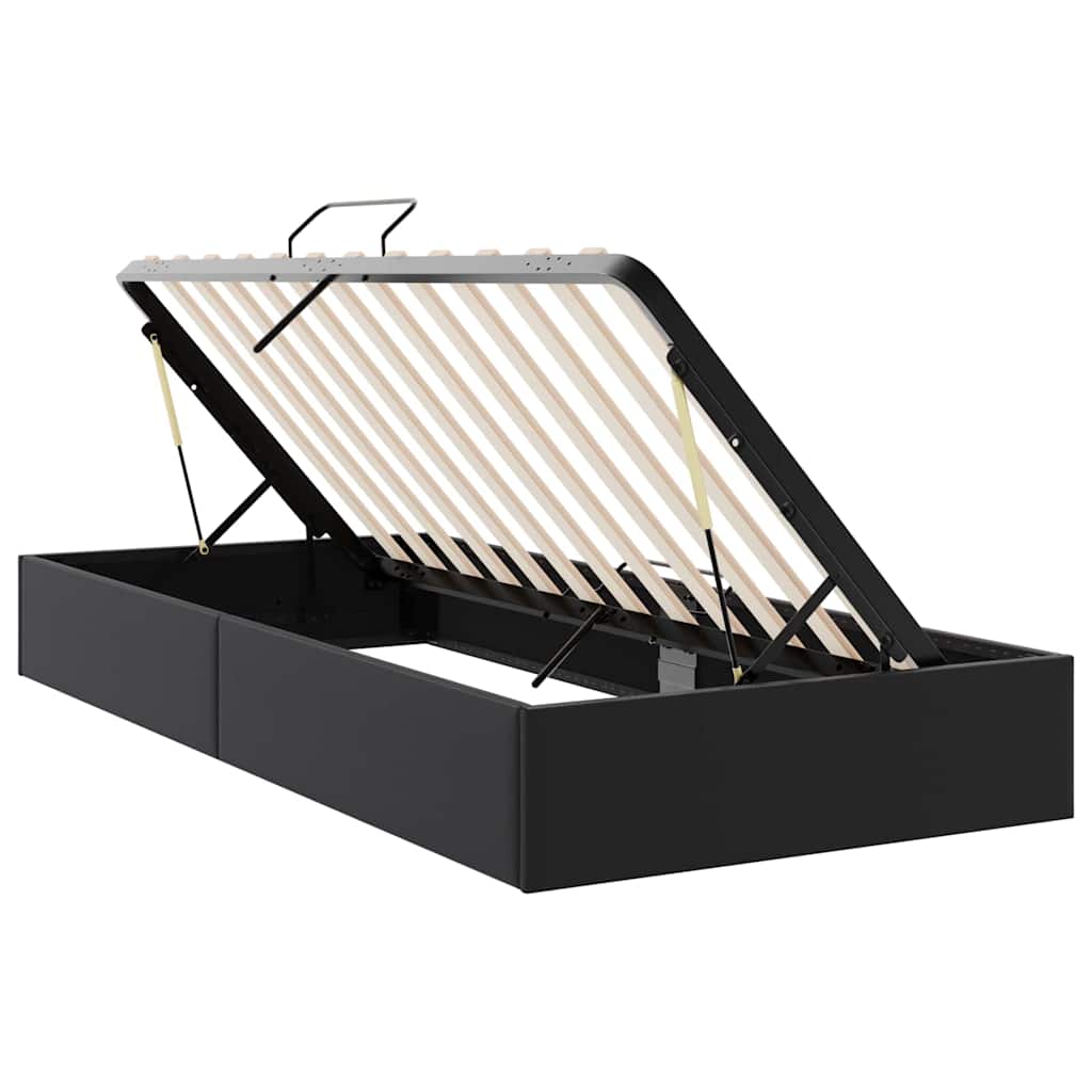 Storage Bed with Storage Black 100 x 190 cm Faux leather