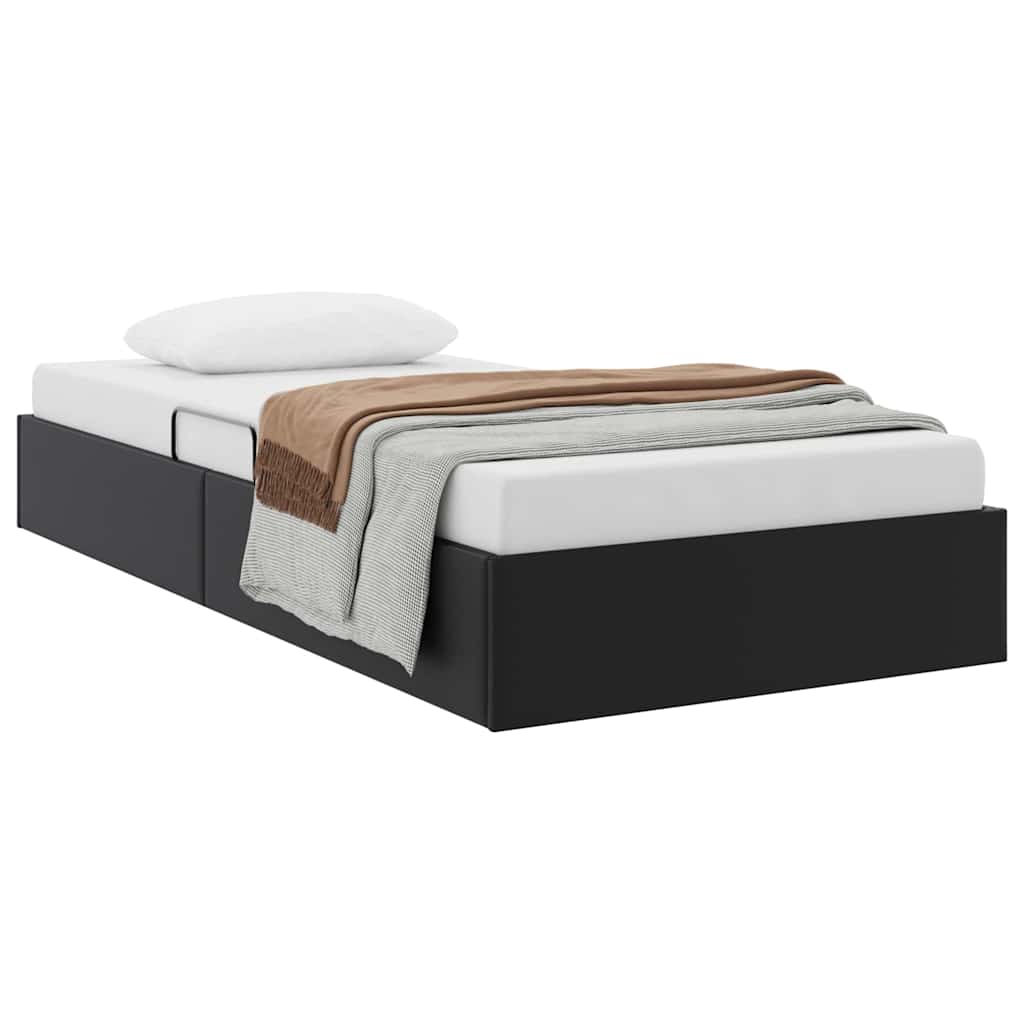 Storage Bed with Storage Black 100 x 190 cm Faux leather