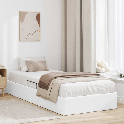 Storage Bed with Storage Pure White 100 x 190 cm Faux leather