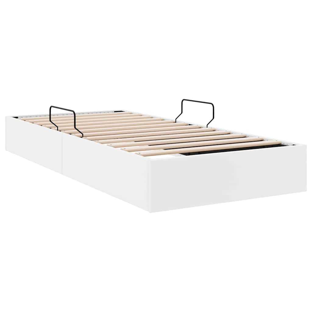 Storage Bed with Storage Pure White 100 x 190 cm Faux leather