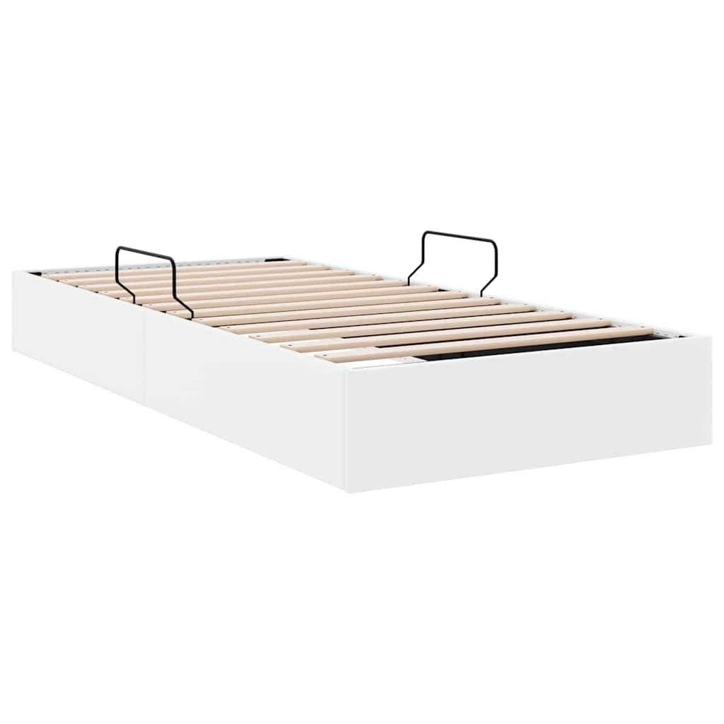 Storage Bed with Storage Pure White 100 x 190 cm Faux leather