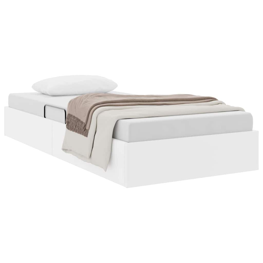 Storage Bed with Storage Pure White 100 x 190 cm Faux leather