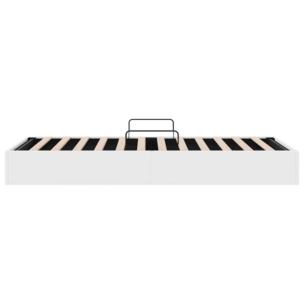 Storage Bed with Storage Pure White 100 x 190 cm Faux leather