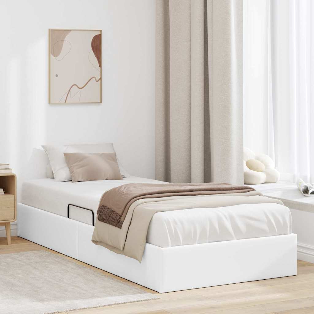 Storage Bed White 100 x 203 cm Faux leather