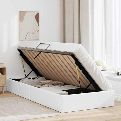 Storage Bed White 100 x 203 cm Faux leather