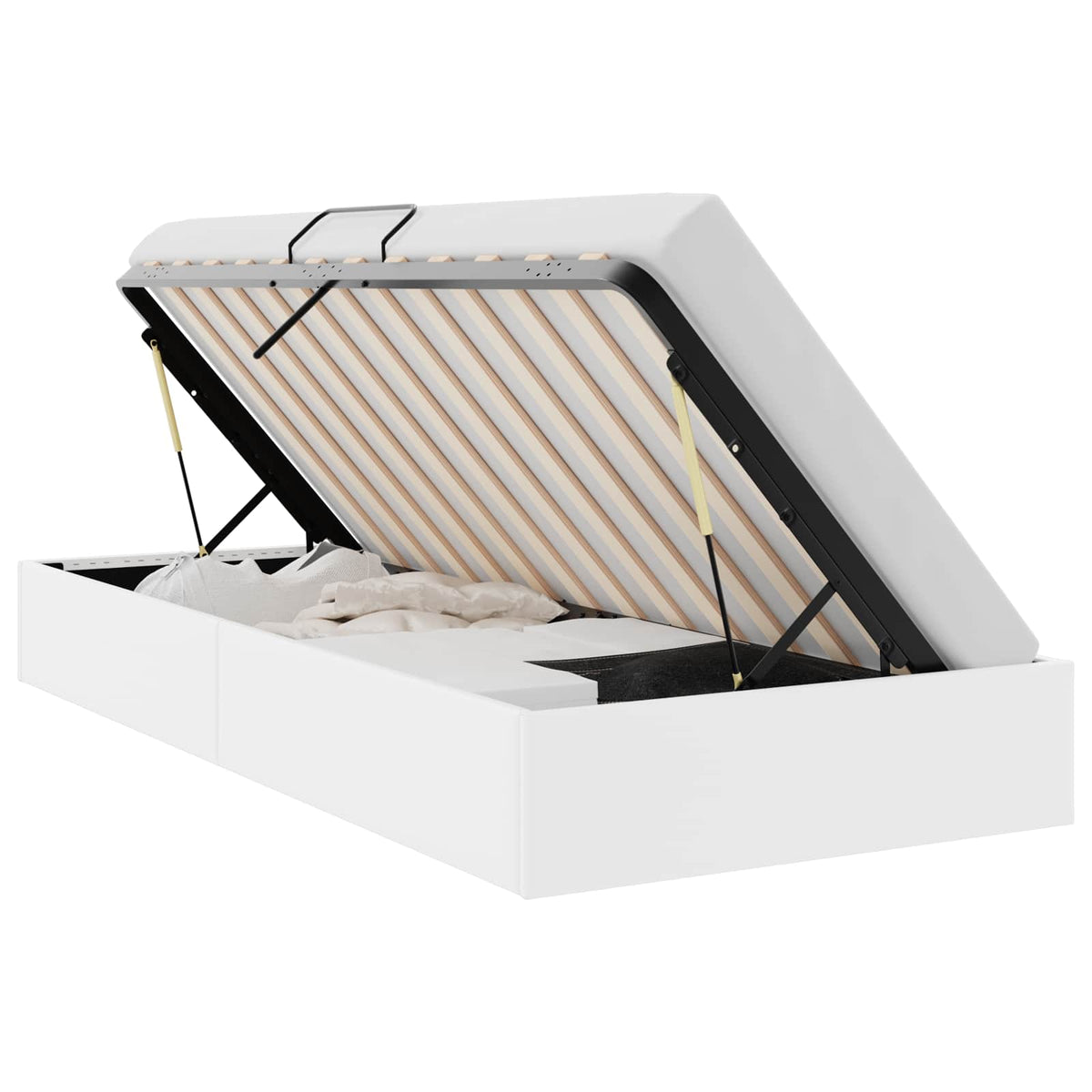 Storage Bed White 100 x 203 cm Faux leather