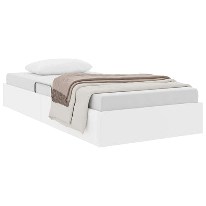 Storage Bed White 100 x 203 cm Faux leather