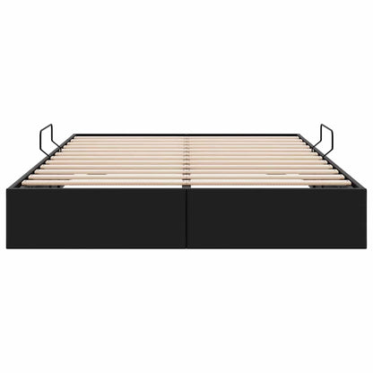 Storage Bed with Storage Black 137 x 190 cm Faux leather