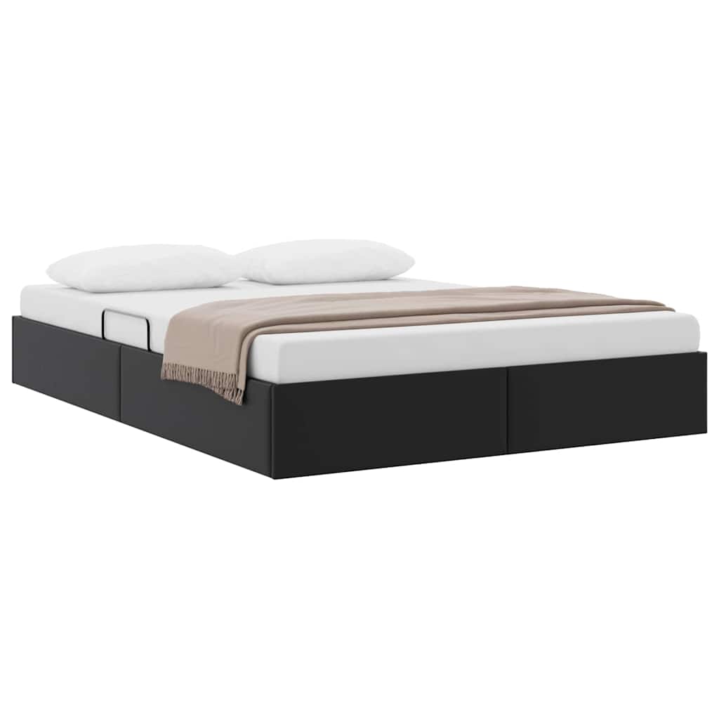 Storage Bed with Storage Black 137 x 190 cm Faux leather