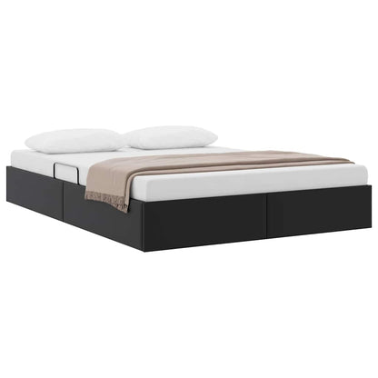 Storage Bed with Storage Black 137 x 190 cm Faux leather