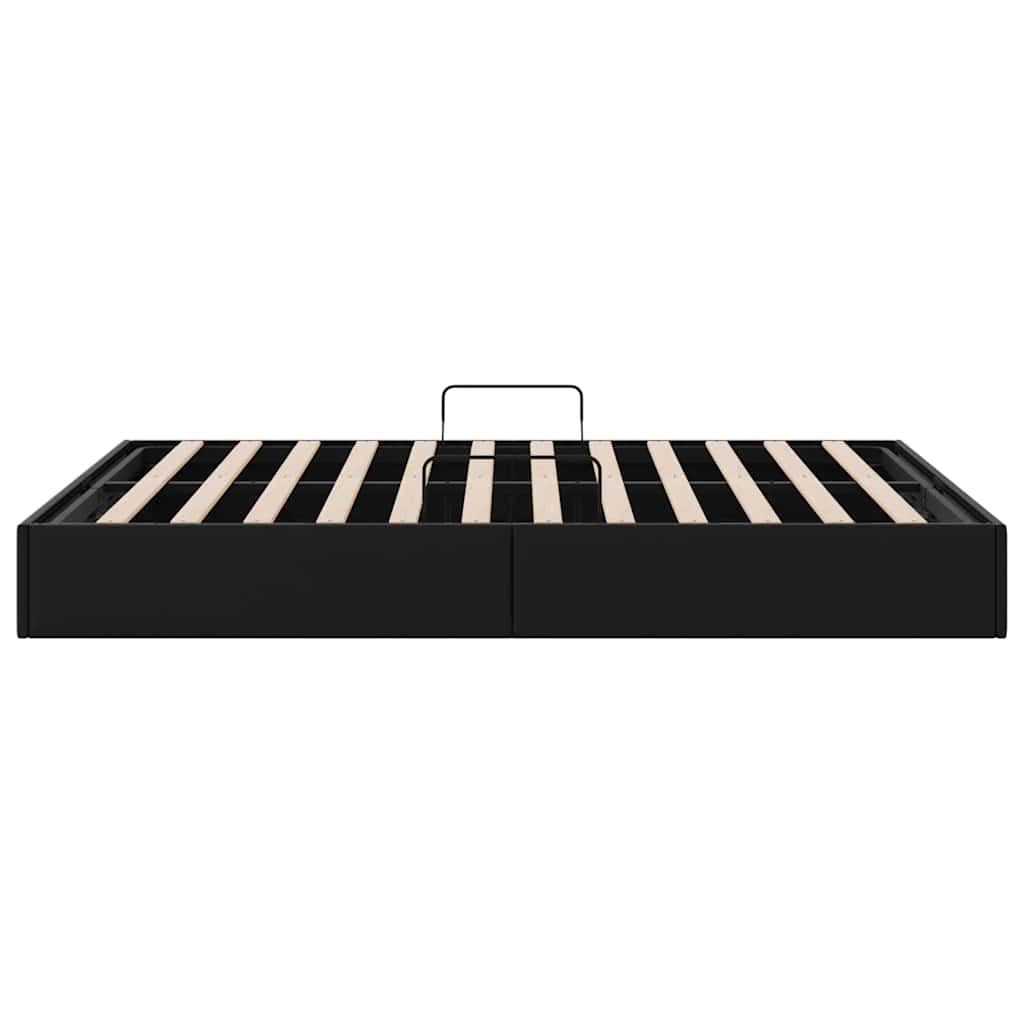 Storage Bed with Storage Black 137 x 190 cm Faux leather