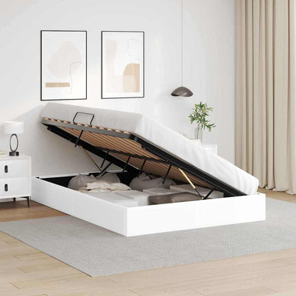 Storage Bed with Storage Pure White 137 x 190 cm Faux leather