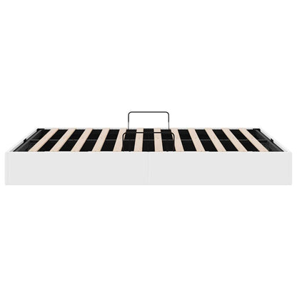 Storage Bed with Storage Pure White 137 x 190 cm Faux leather
