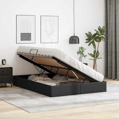 Storage Bed with Storage Black 153 x 203 cm Faux leather