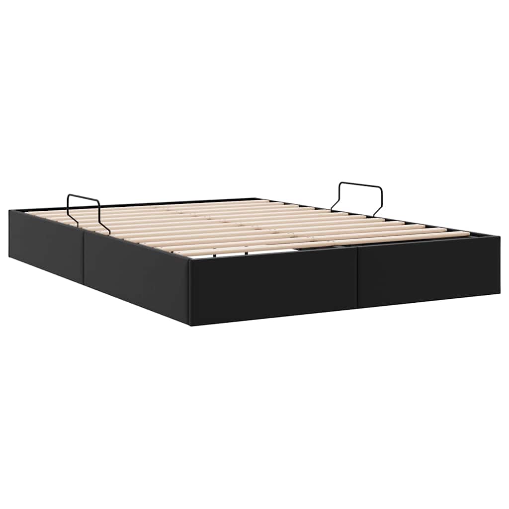 Storage Bed with Storage Black 153 x 203 cm Faux leather
