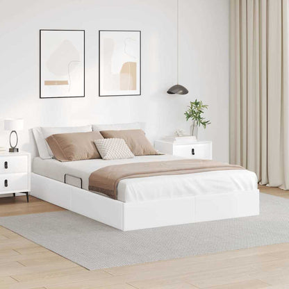 Storage Bed with Storage Pure White 153 x 203 cm Faux leather