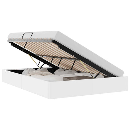 Storage Bed with Storage Pure White 153 x 203 cm Faux leather