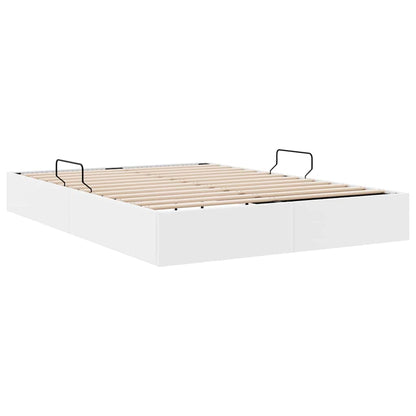Storage Bed with Storage Pure White 153 x 203 cm Faux leather
