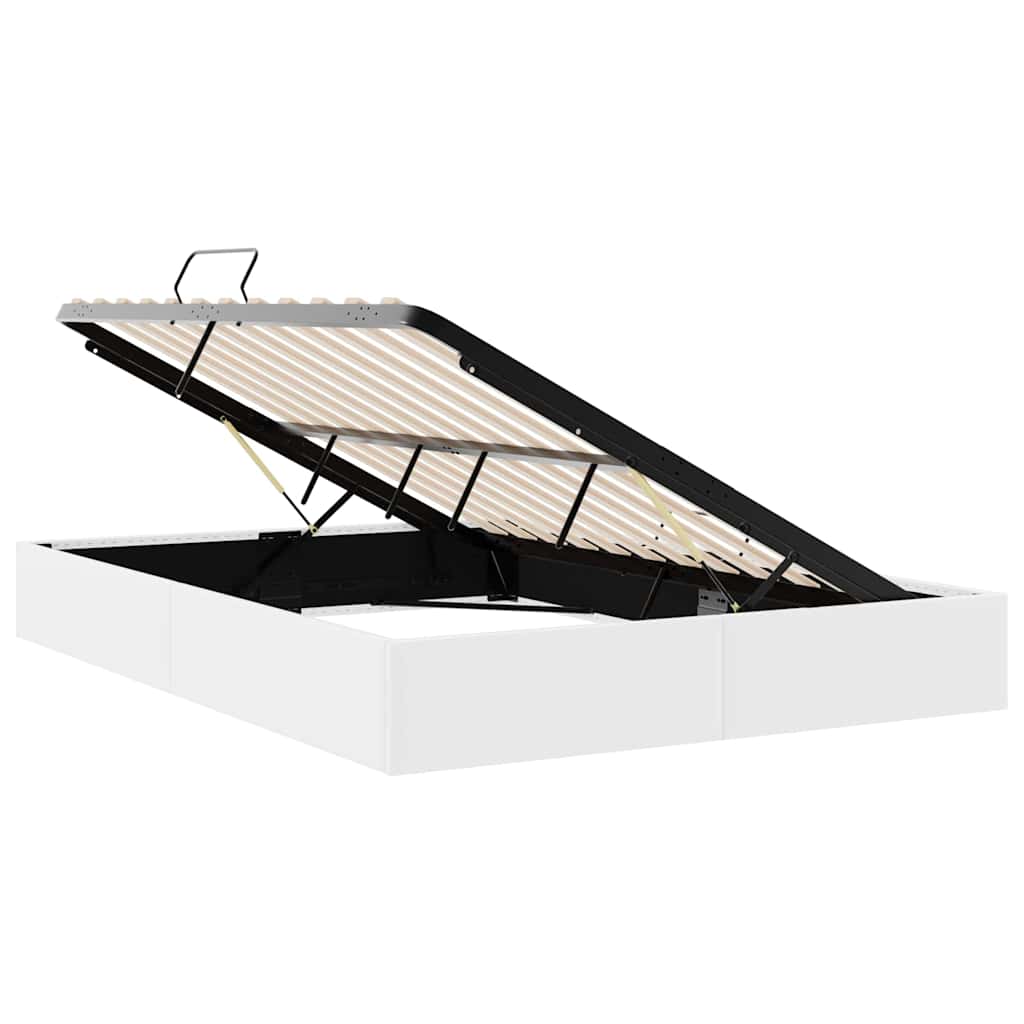 Storage Bed with Storage Pure White 153 x 203 cm Faux leather