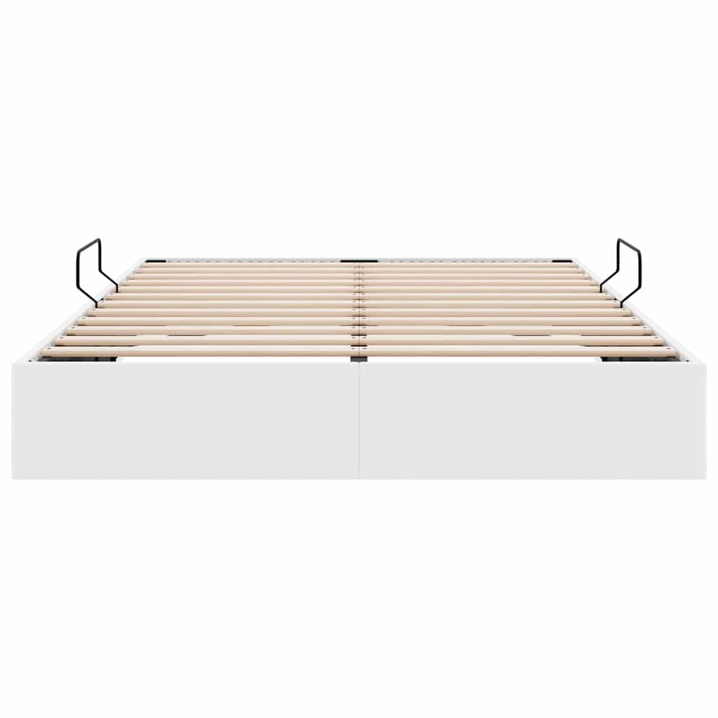 Storage Bed with Storage Pure White 153 x 203 cm Faux leather