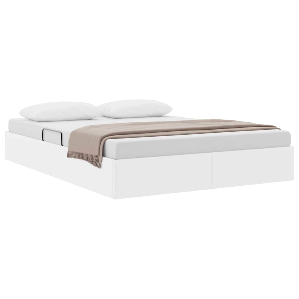 Storage Bed with Storage Pure White 153 x 203 cm Faux leather