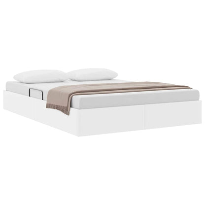 Storage Bed with Storage Pure White 153 x 203 cm Faux leather