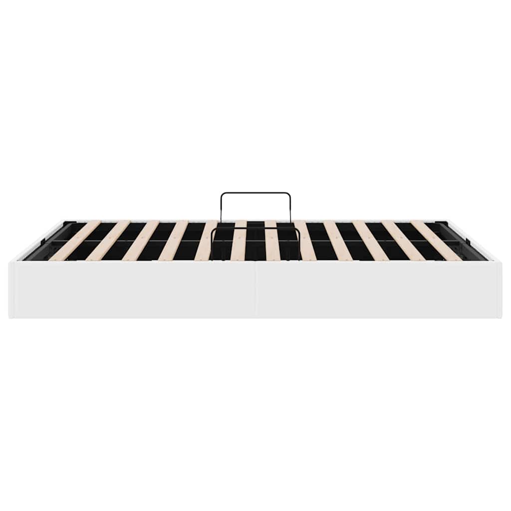 Storage Bed with Storage Pure White 153 x 203 cm Faux leather
