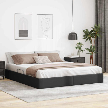 Storage Bed with Storage Black 193 x 203 cm Faux leather