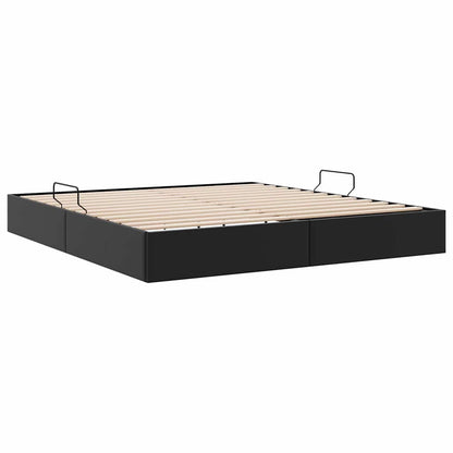Storage Bed with Storage Black 193 x 203 cm Faux leather