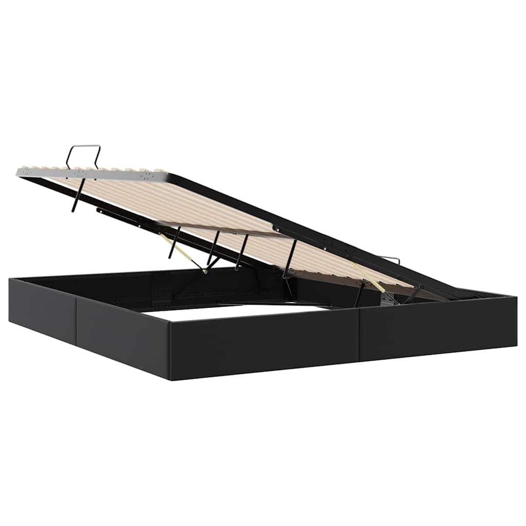 Storage Bed with Storage Black 193 x 203 cm Faux leather