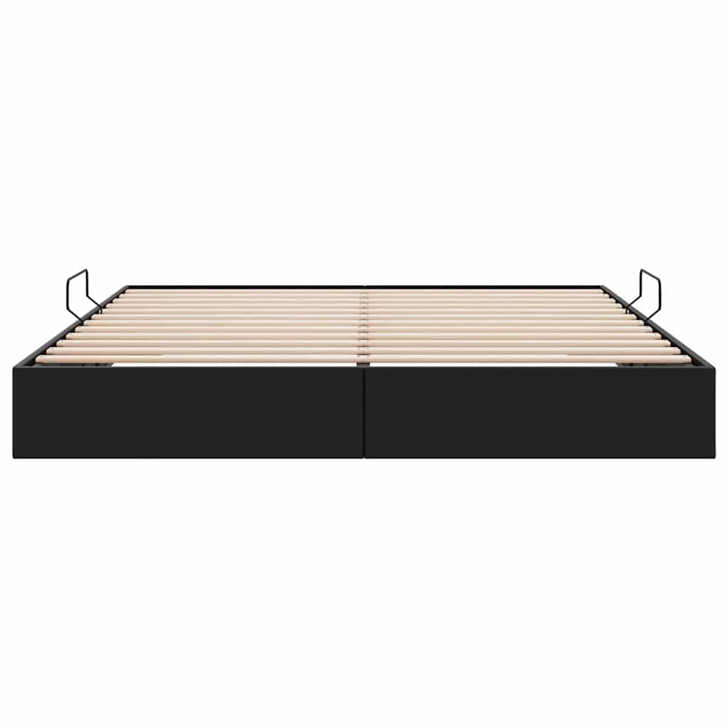 Storage Bed with Storage Black 193 x 203 cm Faux leather