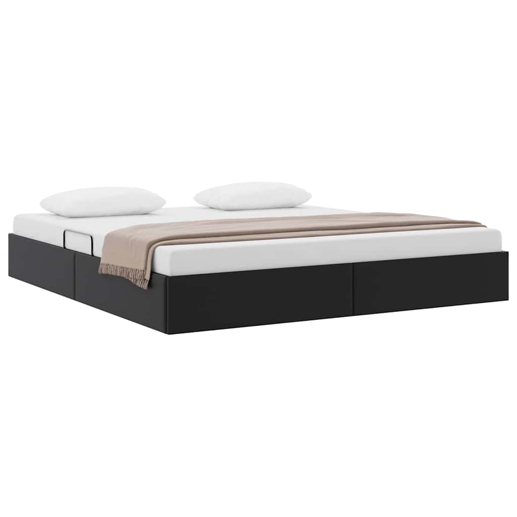 Storage Bed with Storage Black 193 x 203 cm Faux leather