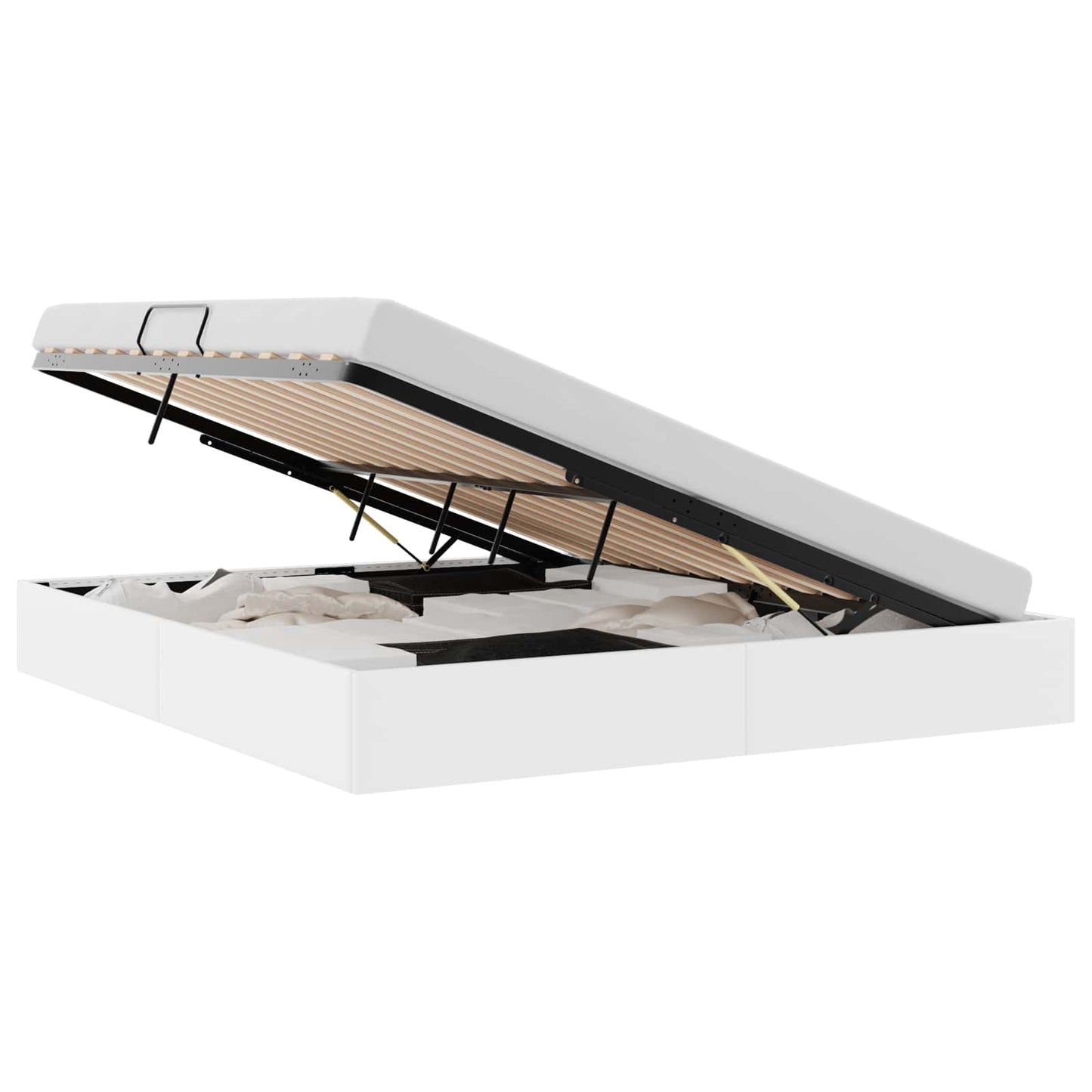 Storage Bed with Storage Pure White 193 x 203 cm Faux leather