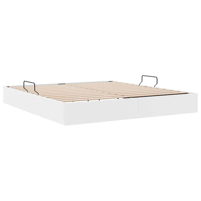Storage Bed with Storage Pure White 193 x 203 cm Faux leather