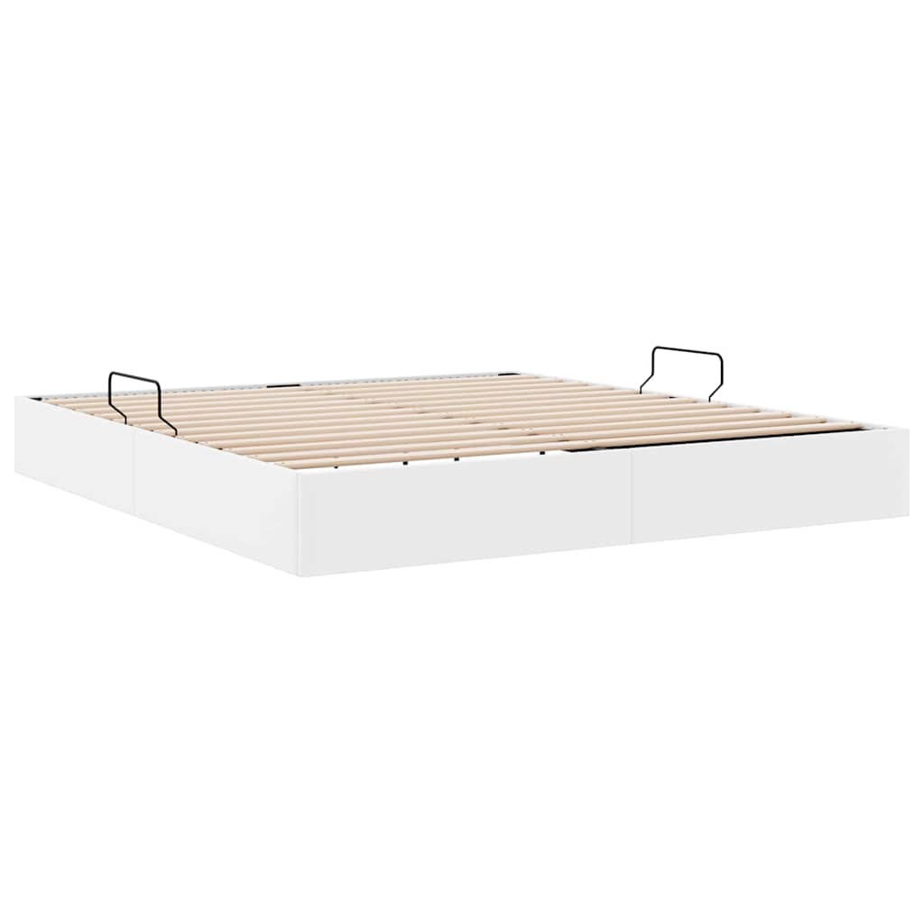 Storage Bed with Storage Pure White 193 x 203 cm Faux leather