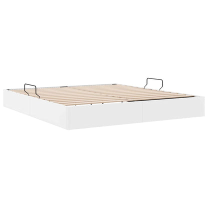 Storage Bed with Storage Pure White 193 x 203 cm Faux leather