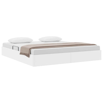 Storage Bed with Storage Pure White 193 x 203 cm Faux leather