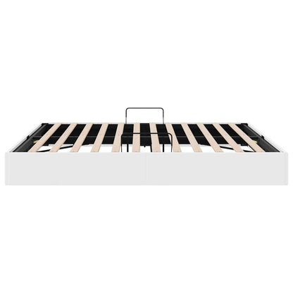 Storage Bed with Storage Pure White 193 x 203 cm Faux leather