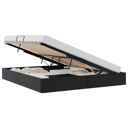 Storage Bed with Storage Black 183 x 213 cm Faux leather
