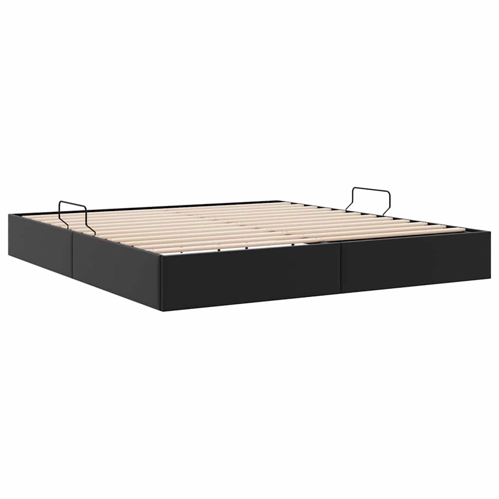 Storage Bed with Storage Black 183 x 213 cm Faux leather