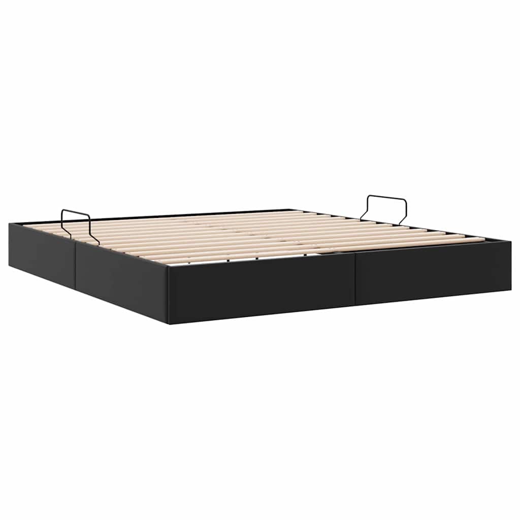 Storage Bed with Storage Black 183 x 213 cm Faux leather