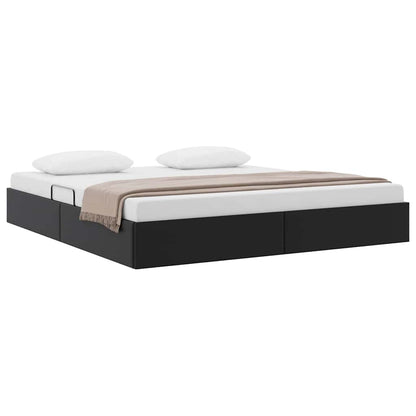 Storage Bed with Storage Black 183 x 213 cm Faux leather