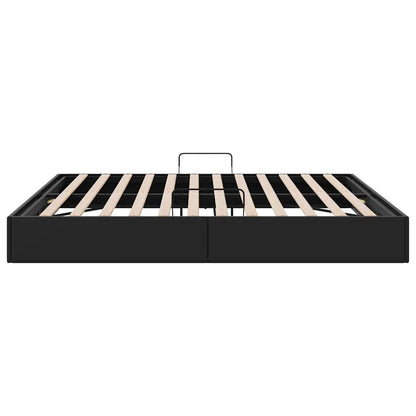 Storage Bed with Storage Black 183 x 213 cm Faux leather