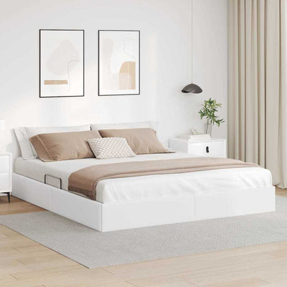 Storage Bed with Storage Pure White 183 x 213 cm Faux leather